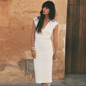 Zara Ivory Wrap Midi Dress